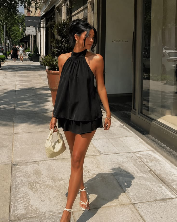 The Remi — backless halter chiffon mini